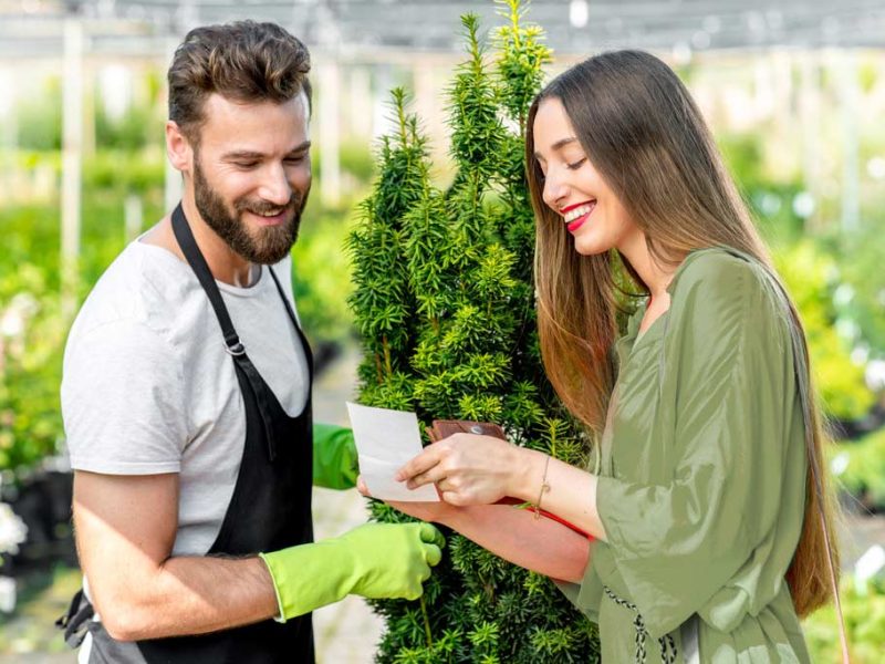 Ecology & Environment WordPress Theme for testimonials Happy customer shopping in retail store showcasing positive buying experience
